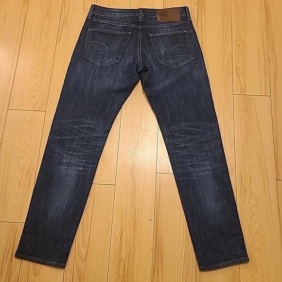 G Star Raw Jeans 30x30 Blue 3301 Slim Fit Button Fly Stretch Dark Wash Indigo - Picture 7 of 9